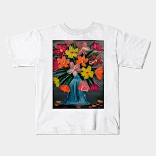 A beautiful bouquet flowers in a glass vase Kids T-Shirt